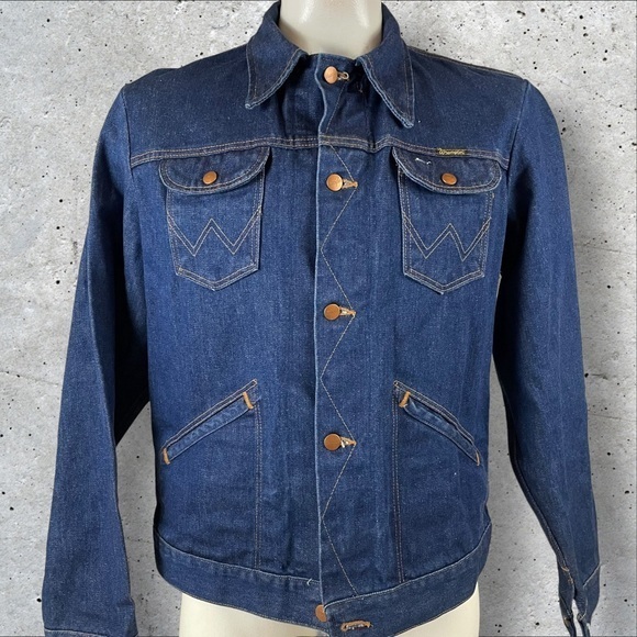 Wrangler Authentic Western Denim Jacket (Men's Size L) cotton blue type Vintage Second Hand
